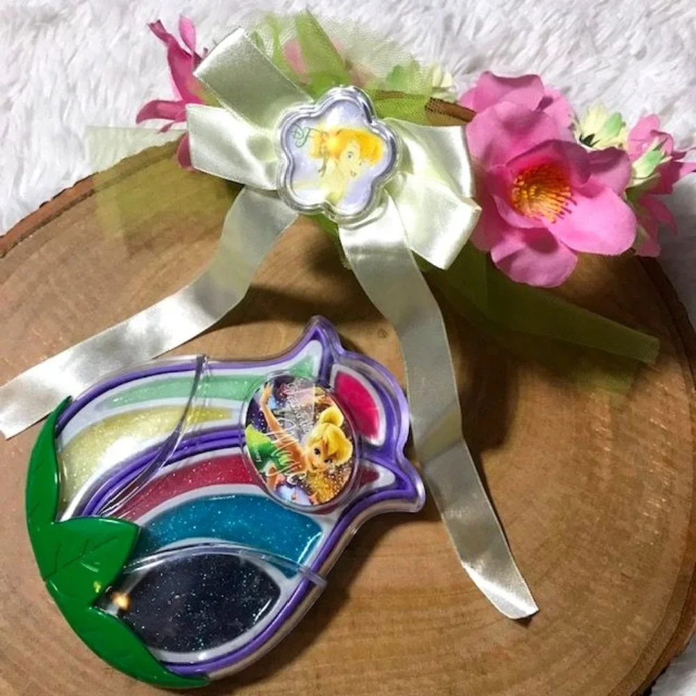 NWOT Tinkerbell Floral Tiara & Tinkerbell Tulip Blush & Gloss Set